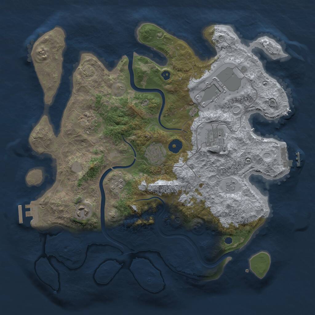 Rust Map: Procedural Map, Size: 3500, Seed: 5360136, 12 Monuments