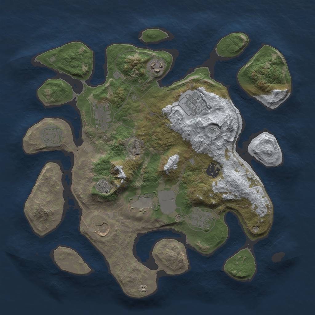 Rust Map: Barren, Size: 3500, Seed: 5285006, 12 Monuments