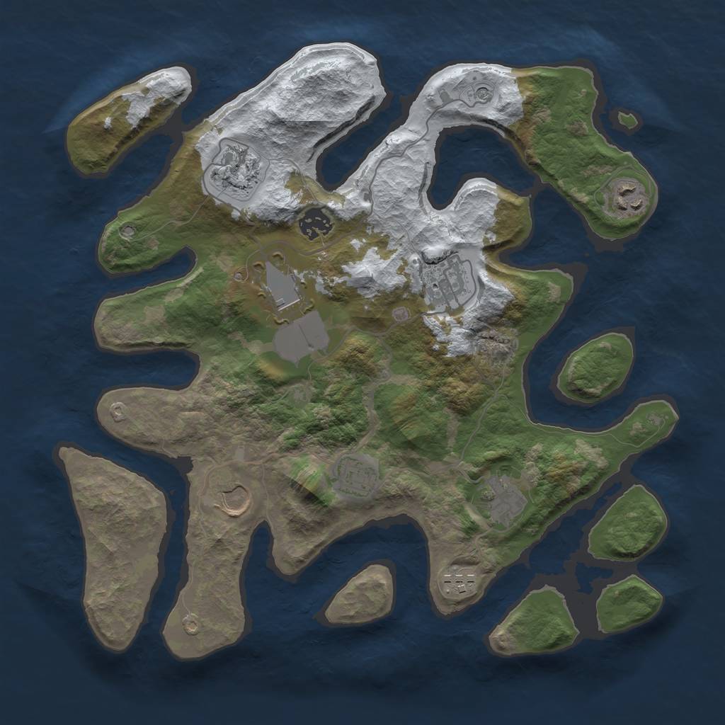 Rust Map: Barren, Size: 3500, Seed: 5851753, 12 Monuments