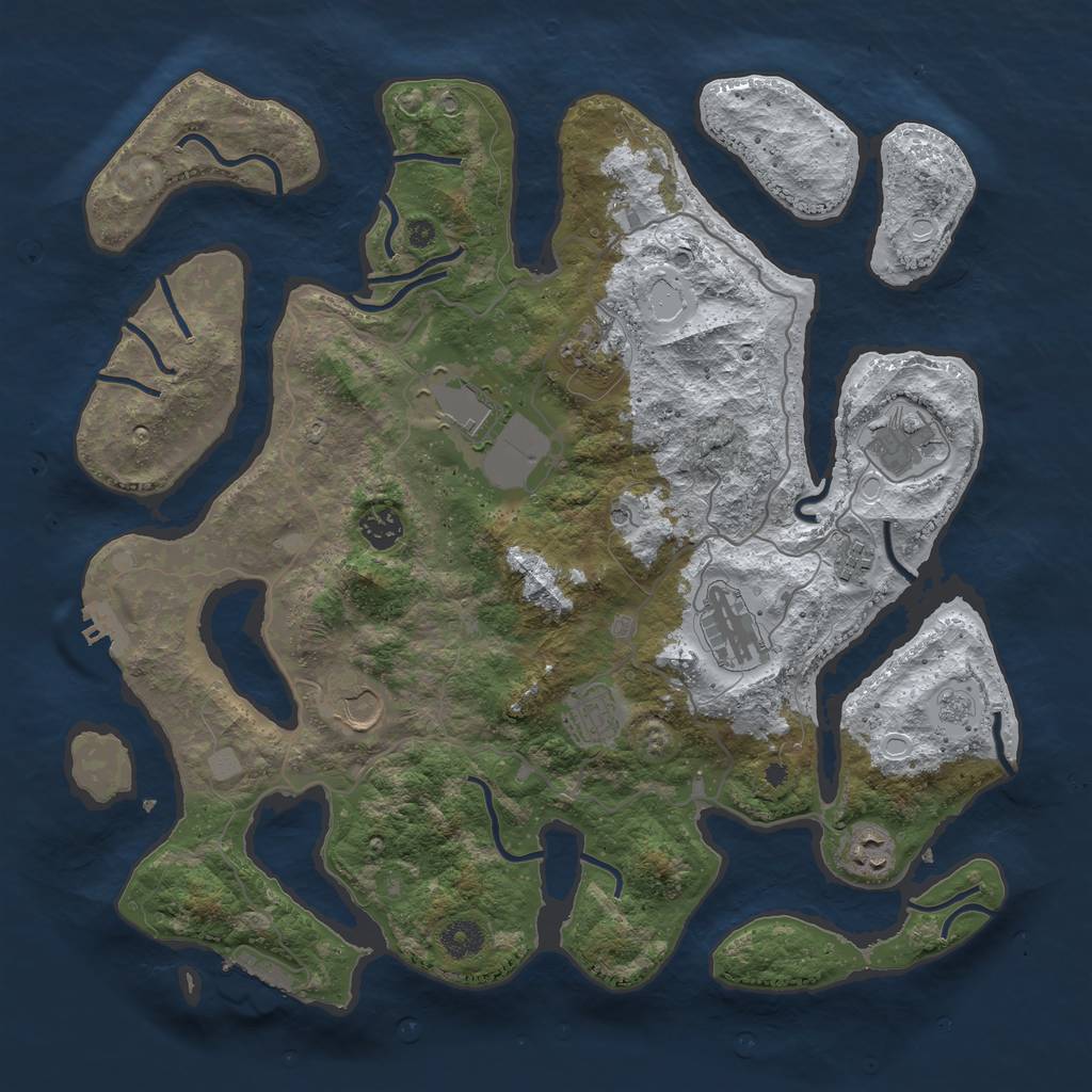 Rust Map: Procedural Map, Size: 4000, Seed: 2476439, 18 Monuments