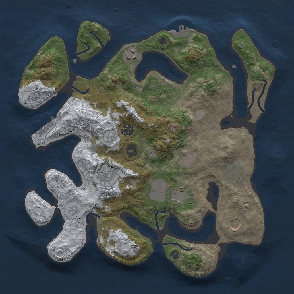 Rust Map: Procedural Map, Size: 3500, Seed: 3220695, 16 Monuments