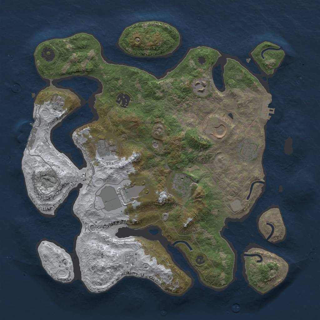 Rust Map: Procedural Map, Size: 3500, Seed: 3222359, 17 Monuments
