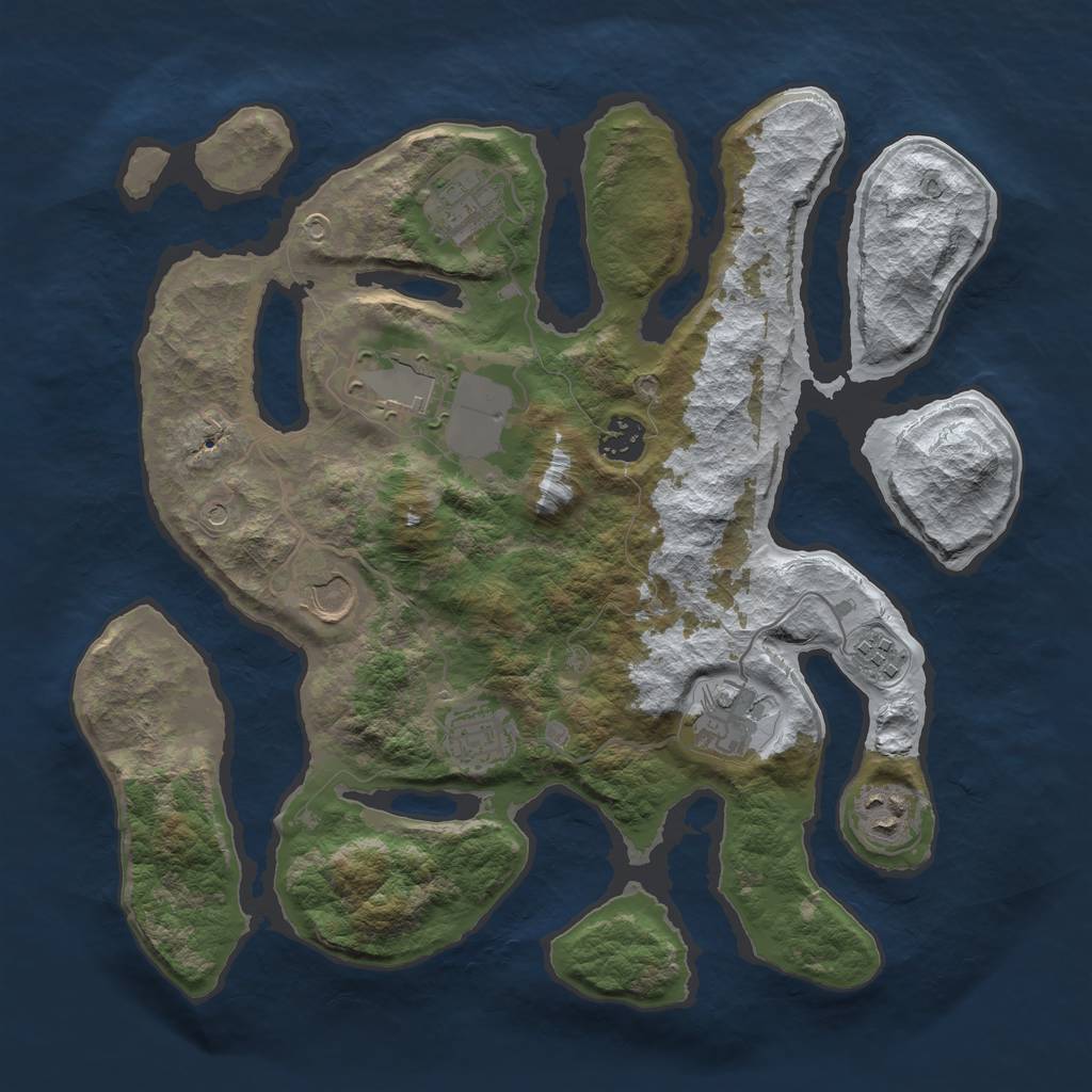 Rust Map: Barren, Size: 3500, Seed: 5721961, 11 Monuments