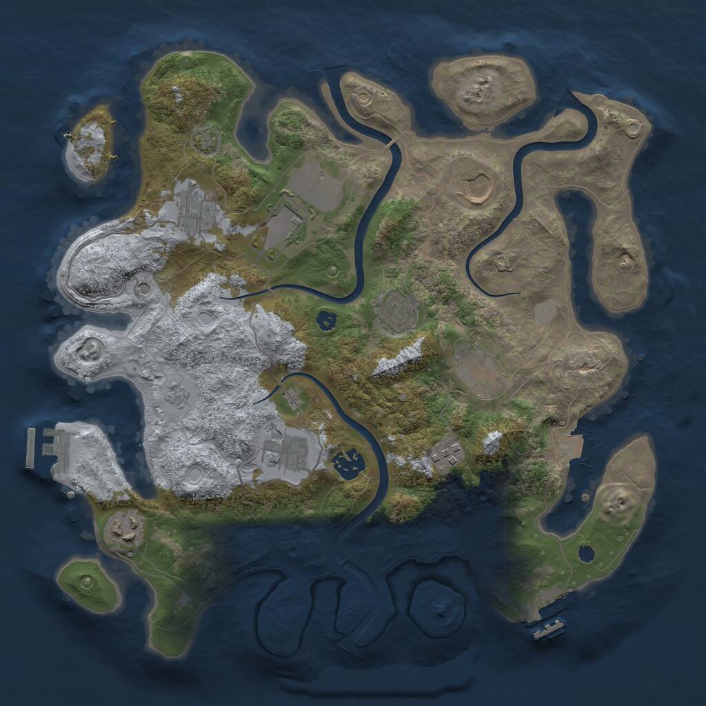 Rust Map: Procedural Map, Size: 3500, Seed: 6408541, 15 Monuments
