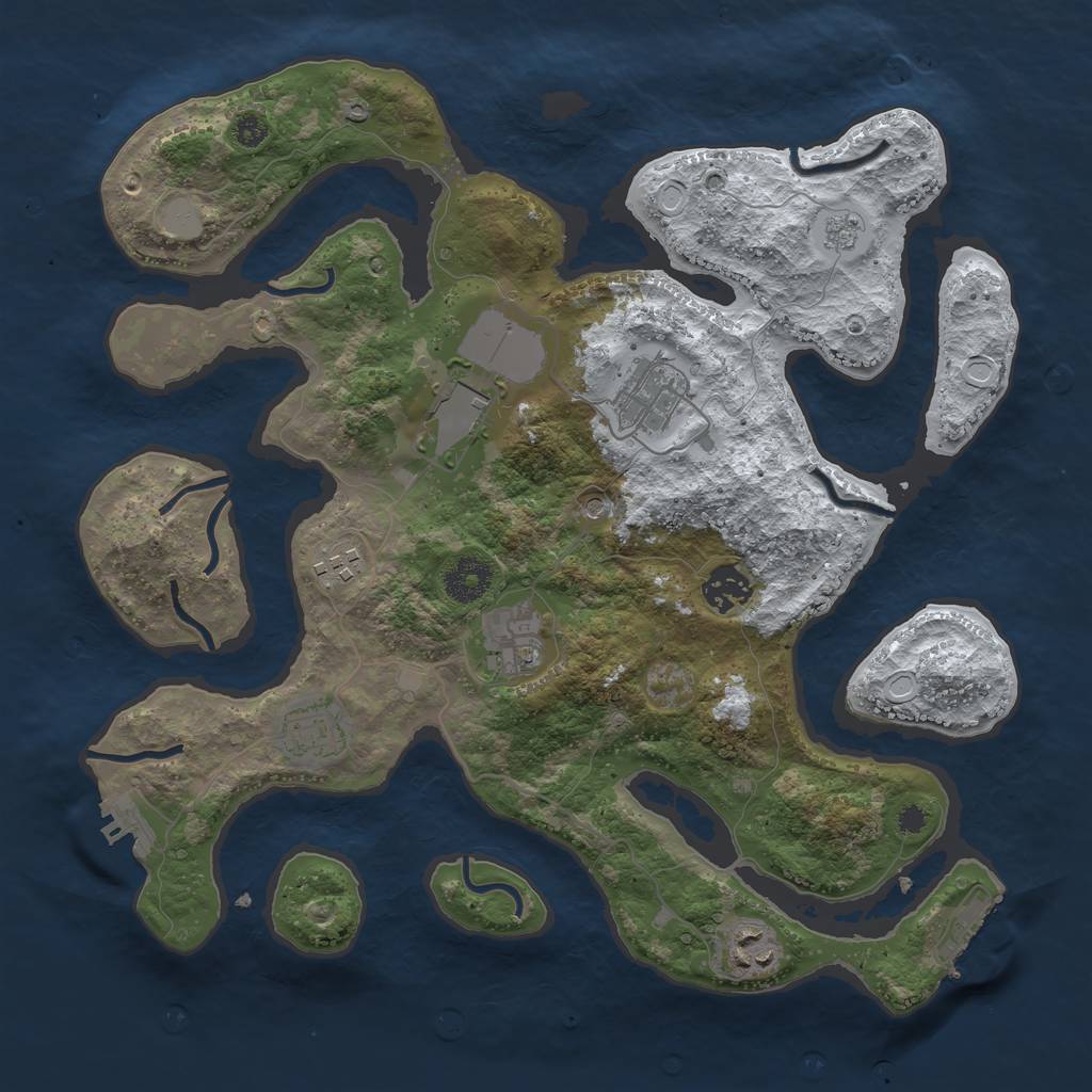 Rust Map: Procedural Map, Size: 3500, Seed: 1610133, 16 Monuments