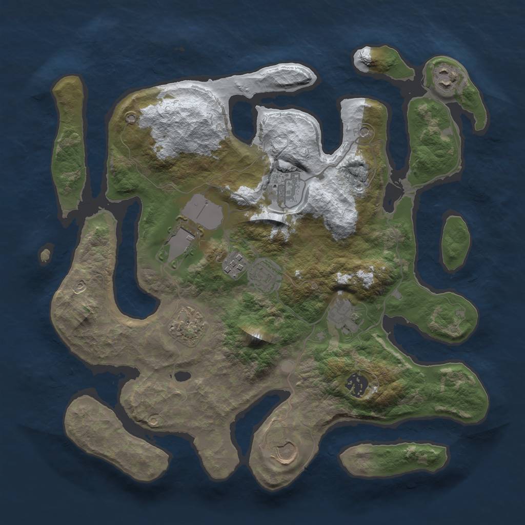 Rust Map: Barren, Size: 3500, Seed: 3558907, 12 Monuments