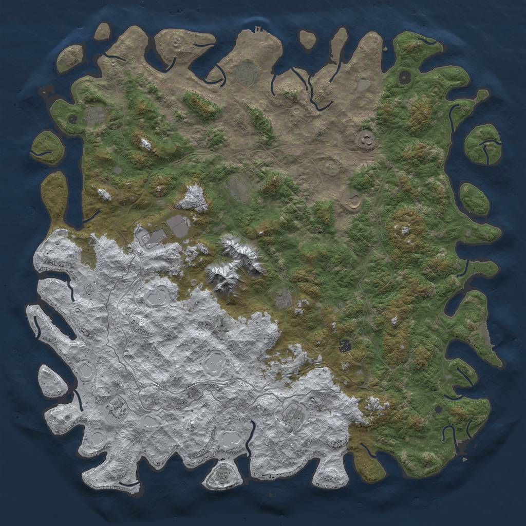 Rust Map: Procedural Map, Size: 5999, Seed: 1264872472, 20 Monuments