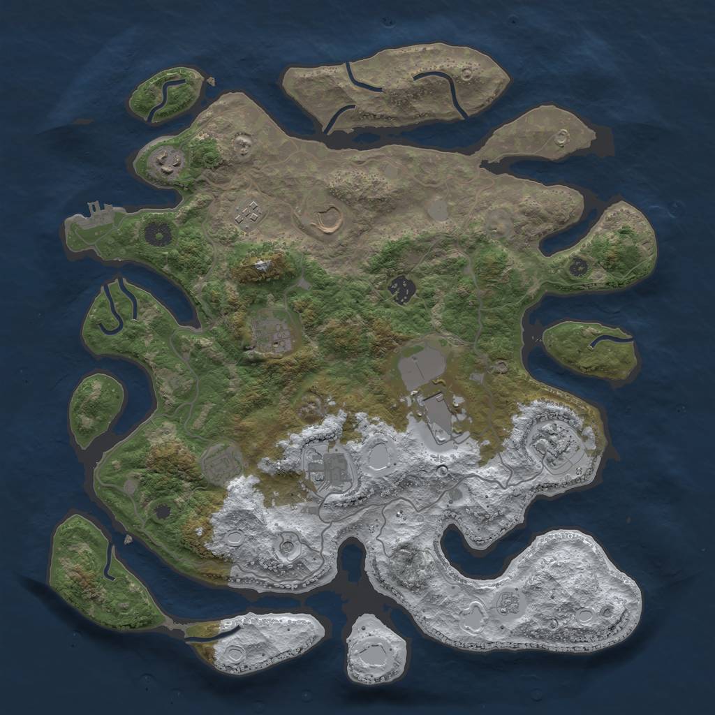 Rust Map: Procedural Map, Size: 4000, Seed: 6249346, 17 Monuments