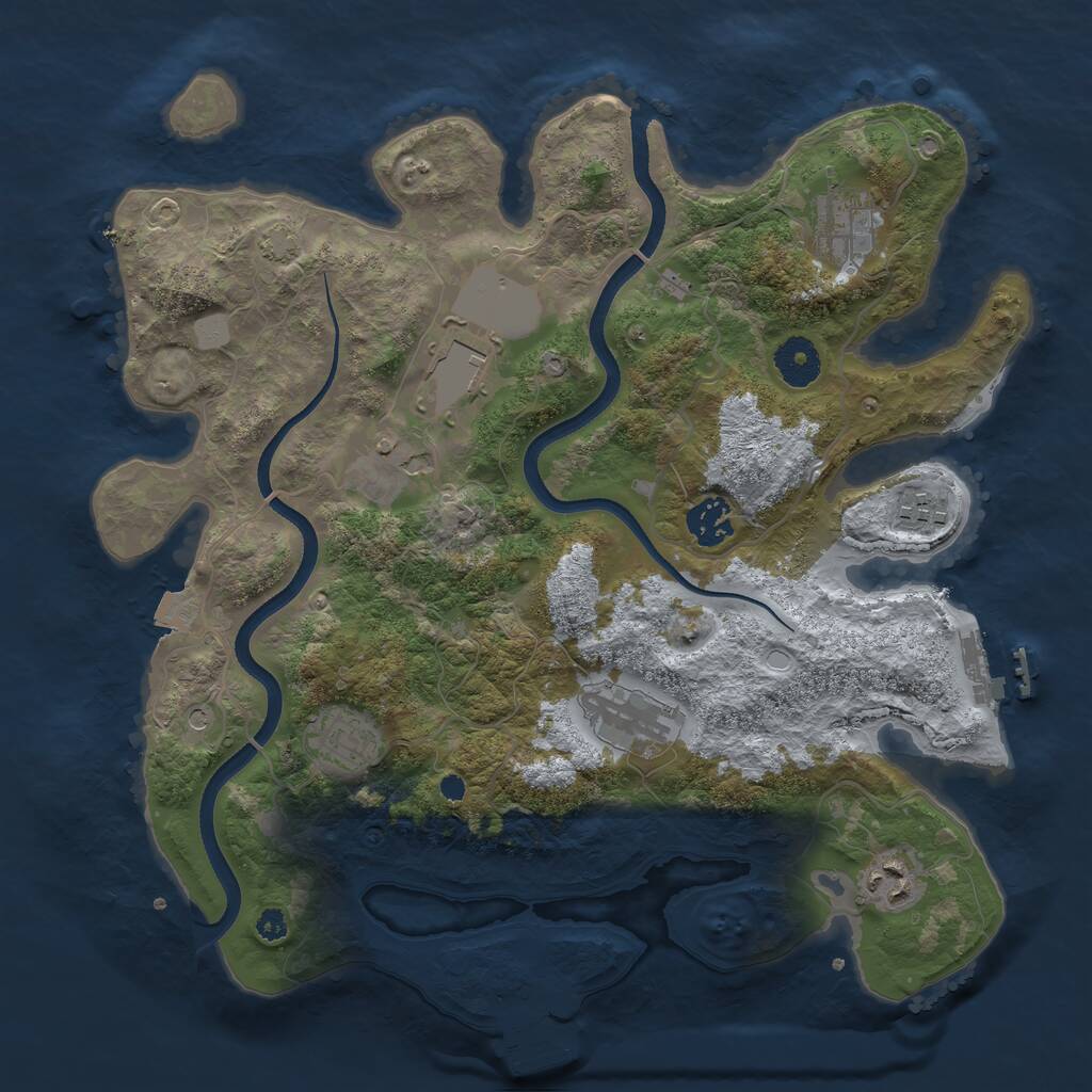 Rust Map: Procedural Map, Size: 3500, Seed: 4611087, 13 Monuments