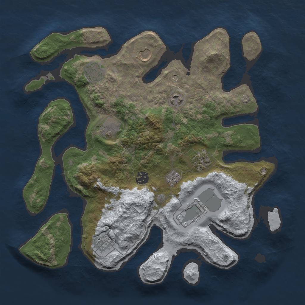 Rust Map: Barren, Size: 3500, Seed: 4761342, 12 Monuments