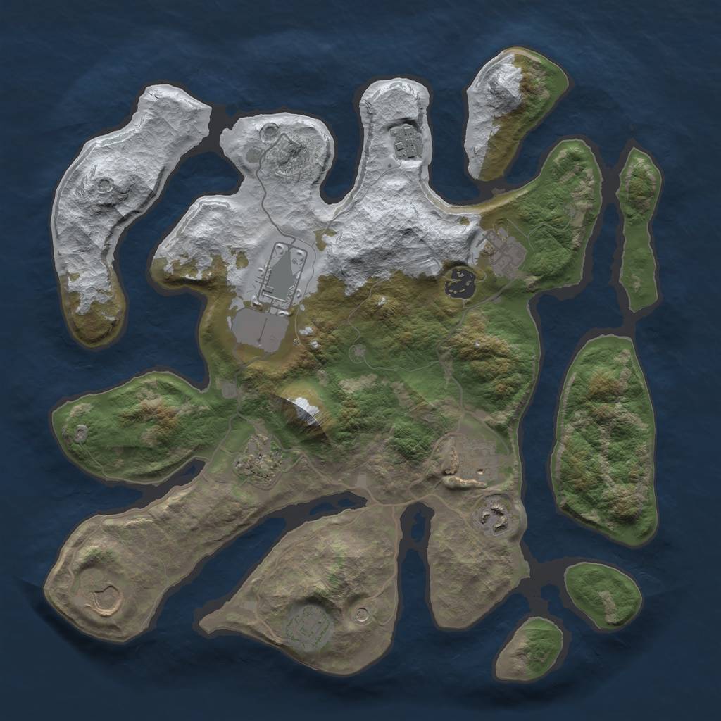 Rust Map: Barren, Size: 3500, Seed: 1969169, 12 Monuments