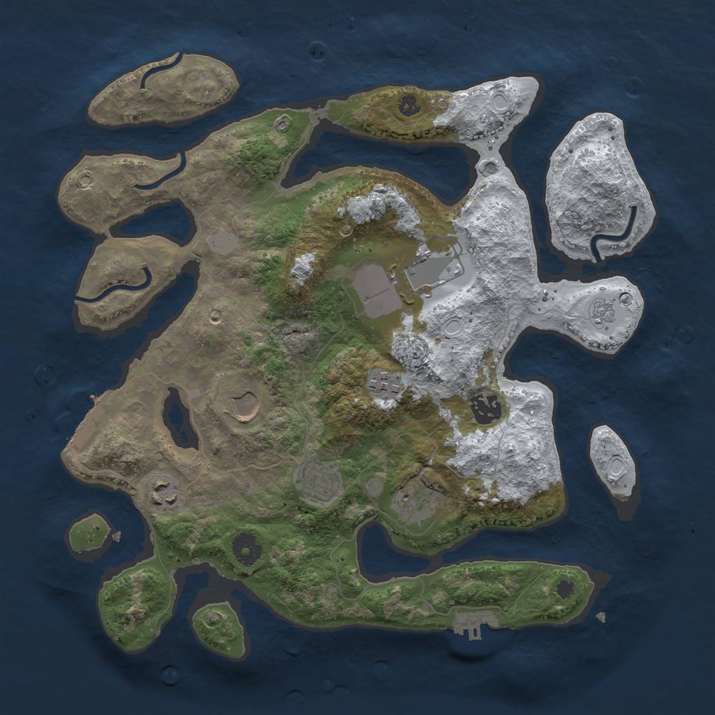 Rust Map: Procedural Map, Size: 3500, Seed: 2375460, 15 Monuments
