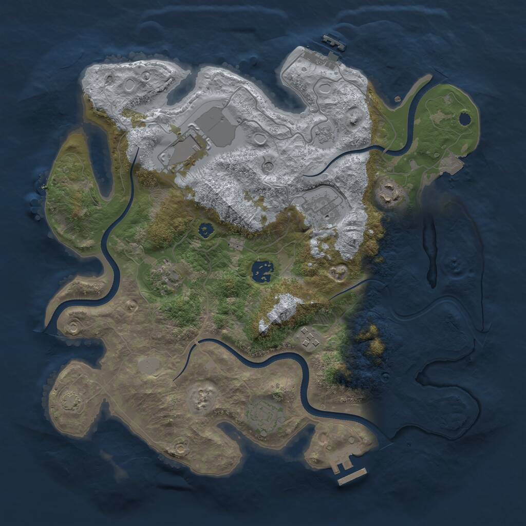 Rust Map: Procedural Map, Size: 3500, Seed: 3329030, 13 Monuments