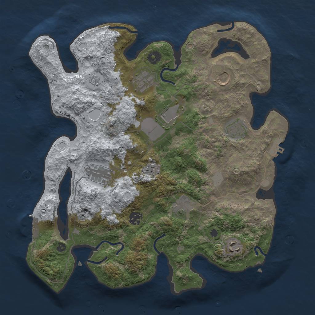 Rust Map: Procedural Map, Size: 3500, Seed: 342798, 18 Monuments