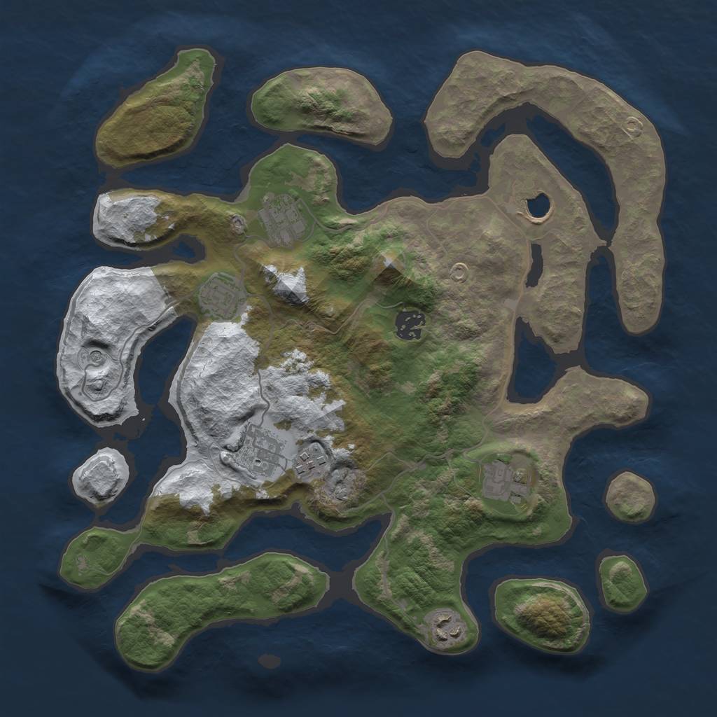 Rust Map: Barren, Size: 3500, Seed: 4016236, 11 Monuments
