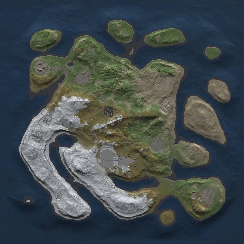 Rust Map: Barren, Size: 3500, Seed: 4952963, 11 Monuments