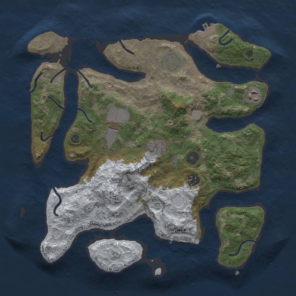 Rust Map: Procedural Map, Size: 3500, Seed: 3208952, 14 Monuments