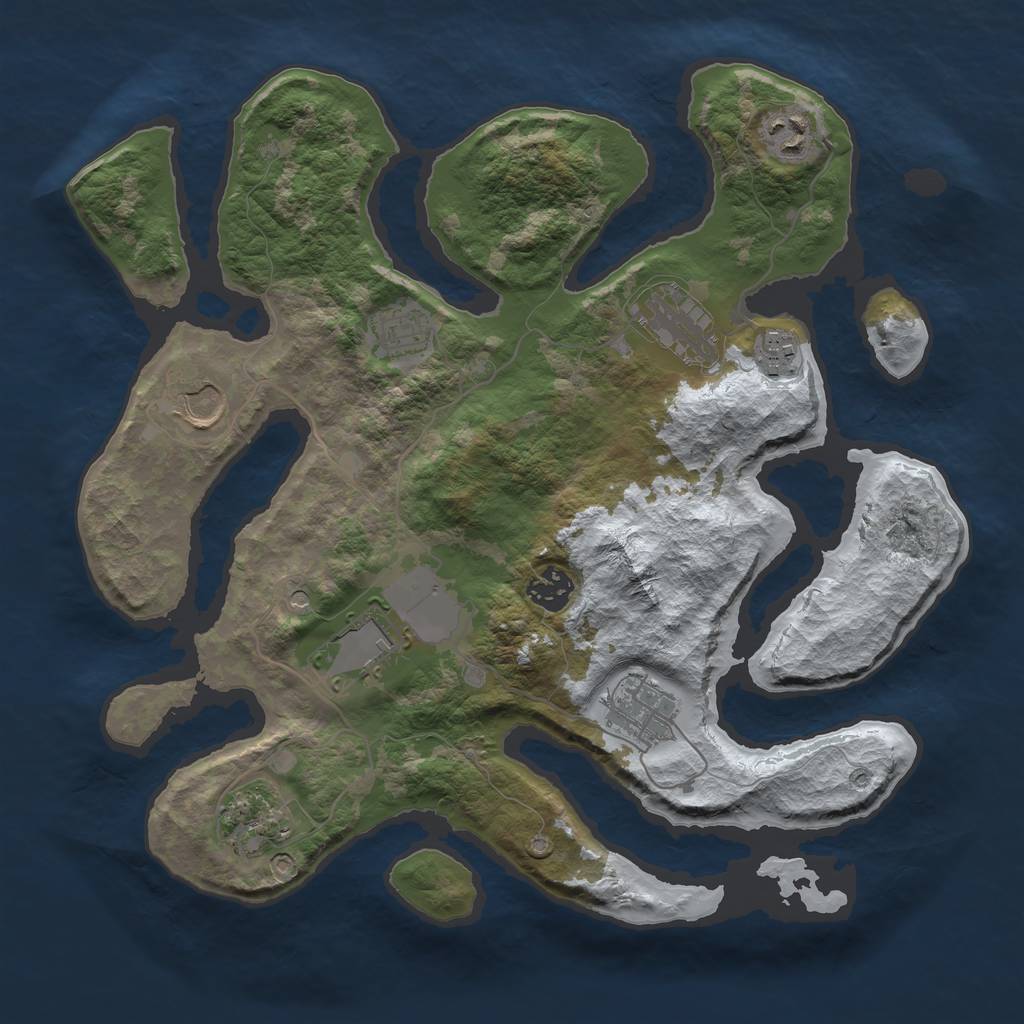 Rust Map: Barren, Size: 3500, Seed: 5772448, 12 Monuments