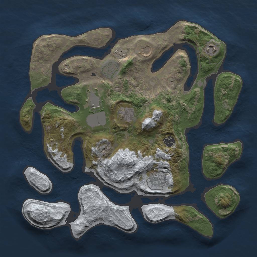 Rust Map: Barren, Size: 3500, Seed: 5509976, 11 Monuments