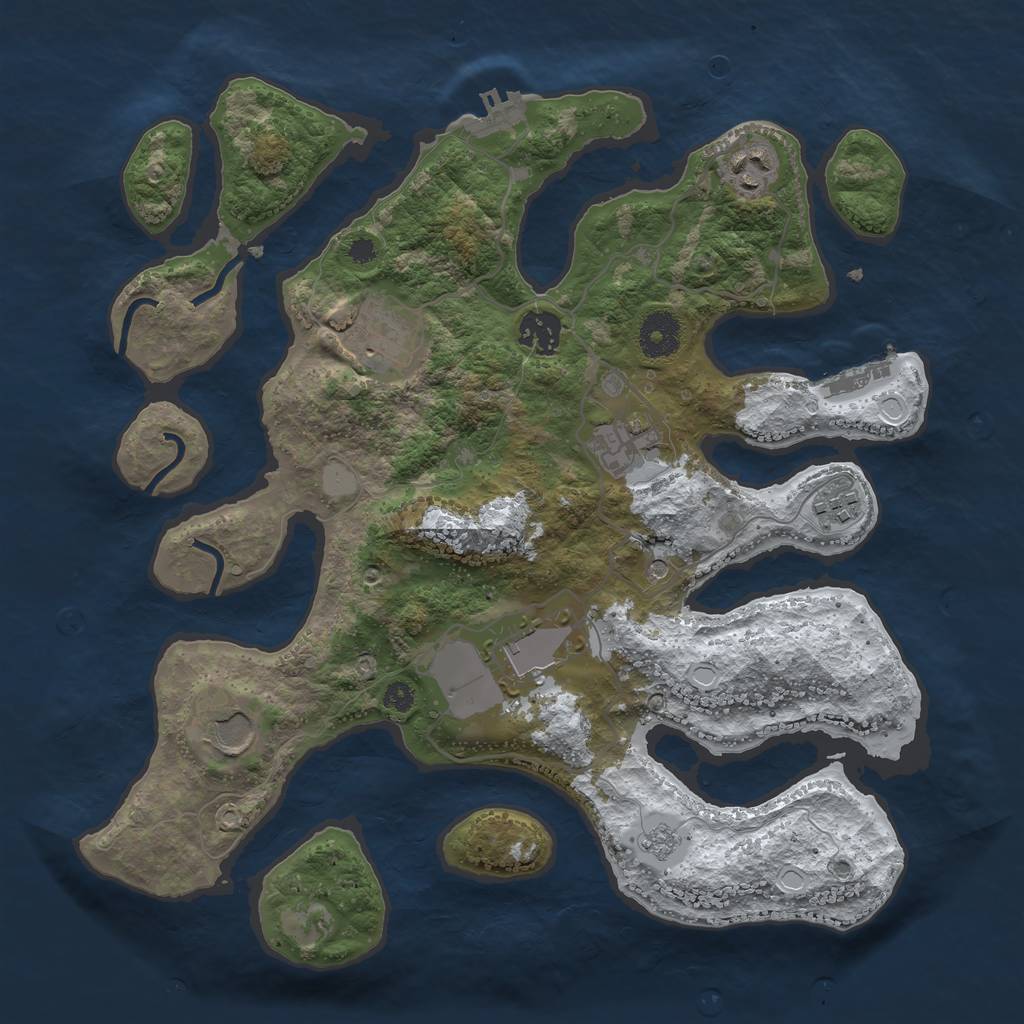 Rust Map: Procedural Map, Size: 3500, Seed: 3558819, 16 Monuments