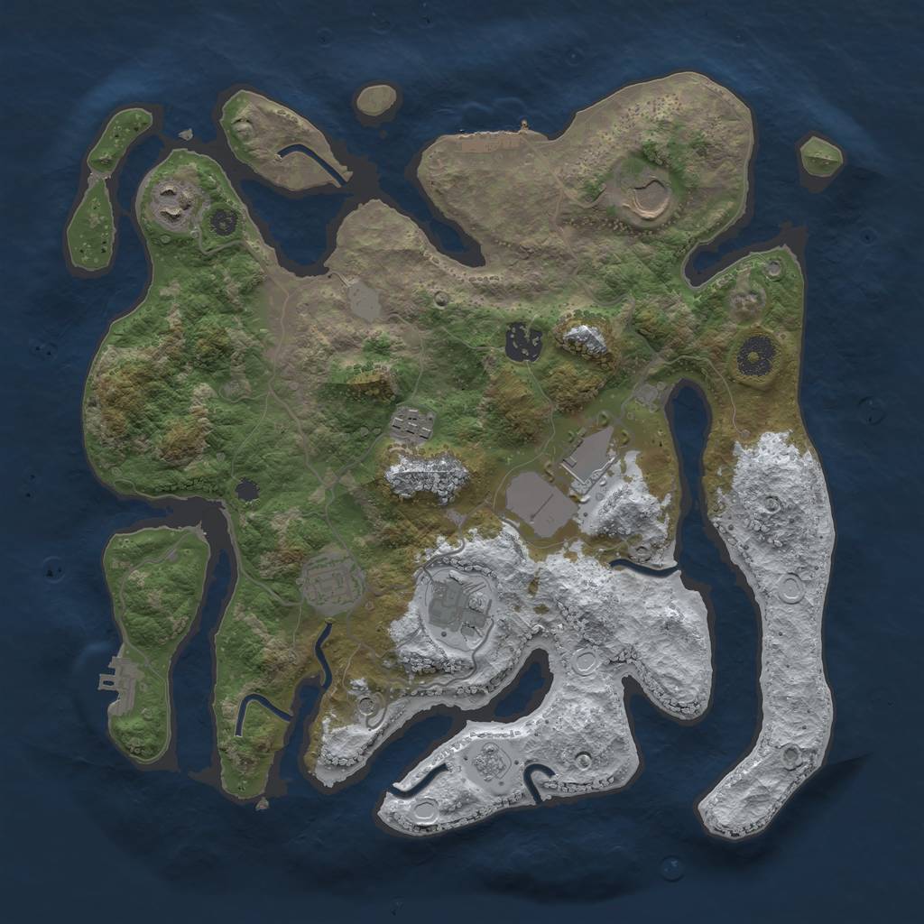Rust Map: Procedural Map, Size: 3500, Seed: 2602553, 16 Monuments