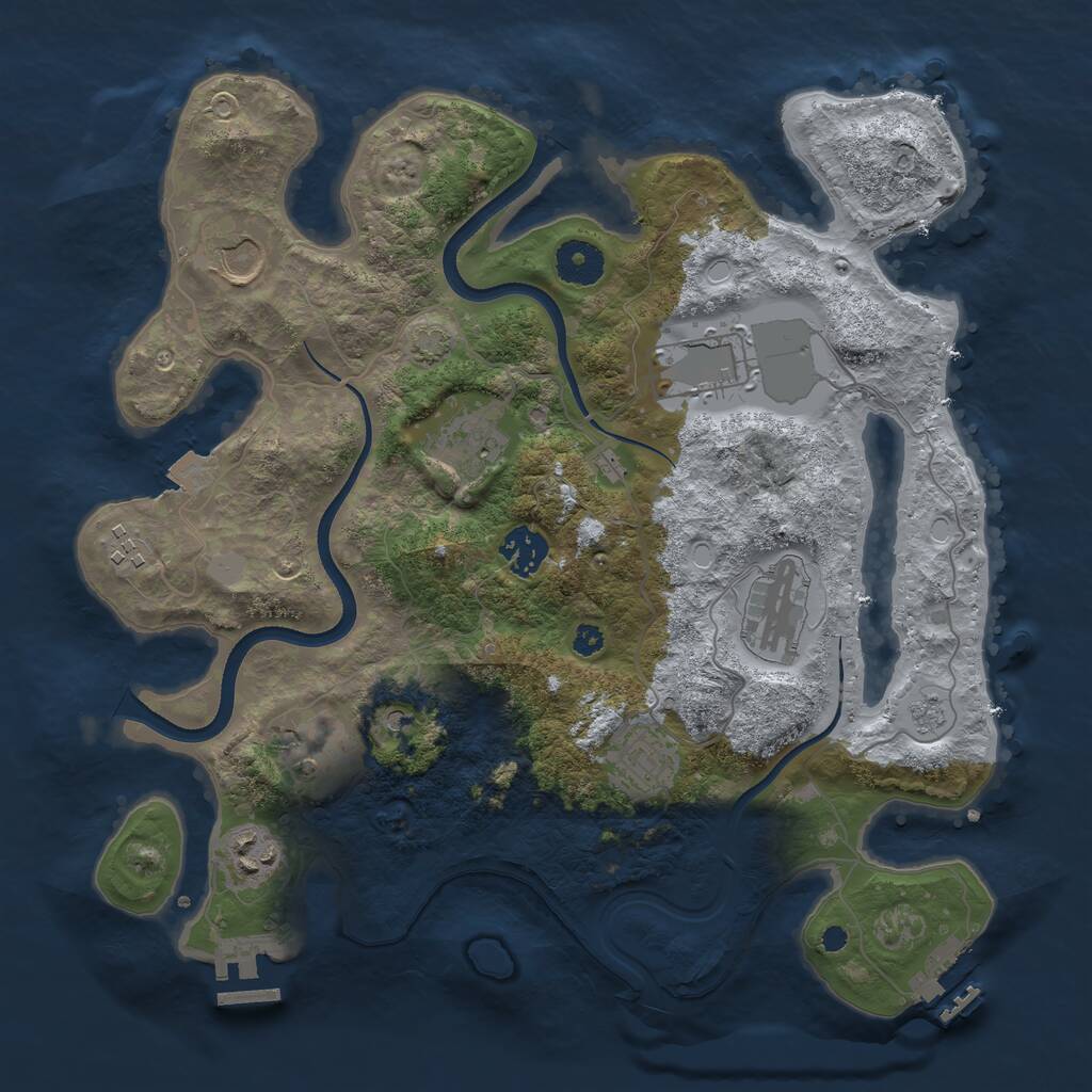 Rust Map: Procedural Map, Size: 3500, Seed: 908964, 15 Monuments