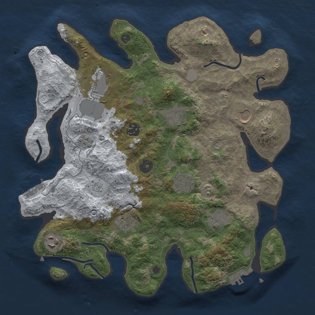 Rust Map: Procedural Map, Size: 3500, Seed: 2162048, 18 Monuments