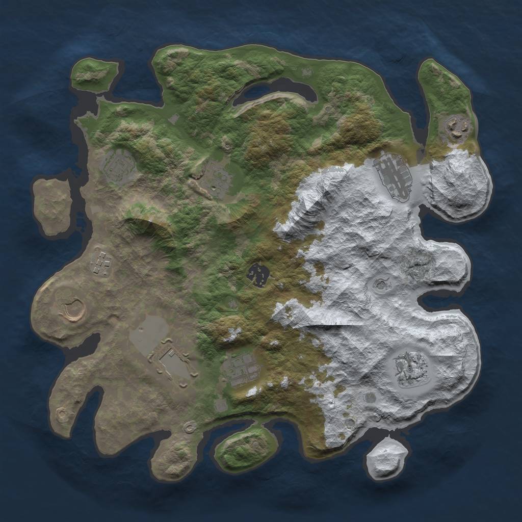 Rust Map: Barren, Size: 3500, Seed: 2530832, 13 Monuments
