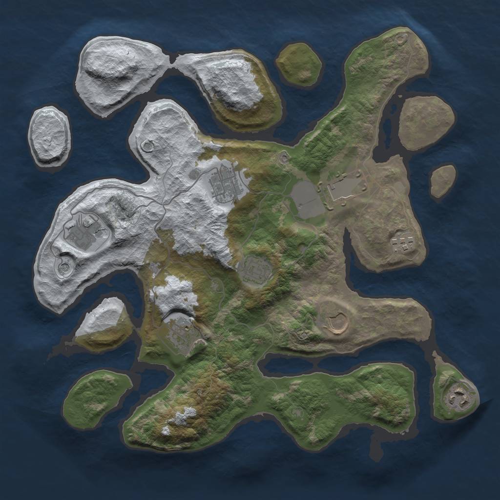 Rust Map: Barren, Size: 3500, Seed: 4918488, 11 Monuments