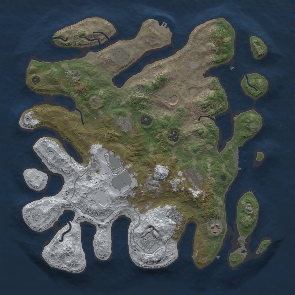 Rust Map: Procedural Map, Size: 4000, Seed: 40790, 19 Monuments