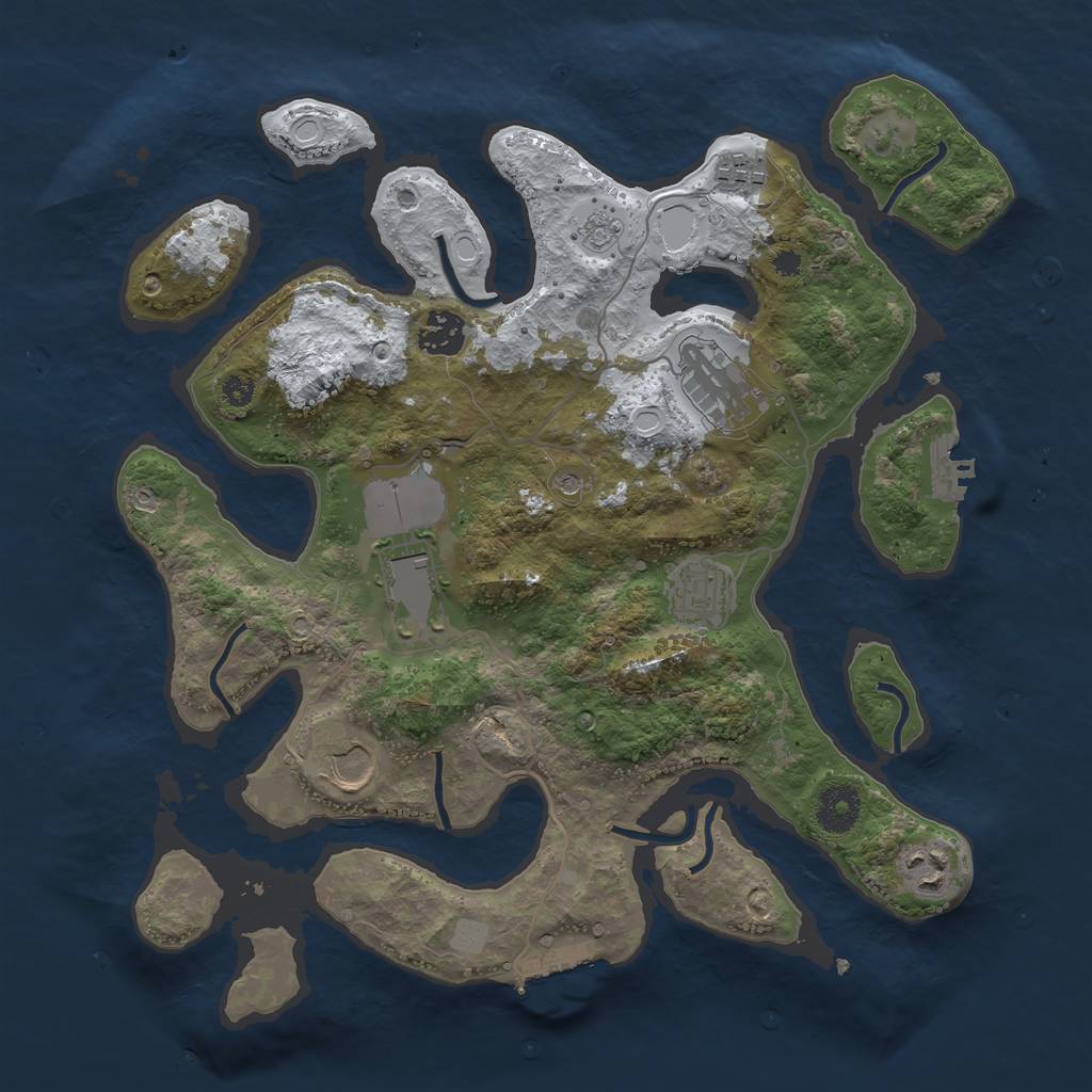 Rust Map: Procedural Map, Size: 3500, Seed: 22987, 16 Monuments