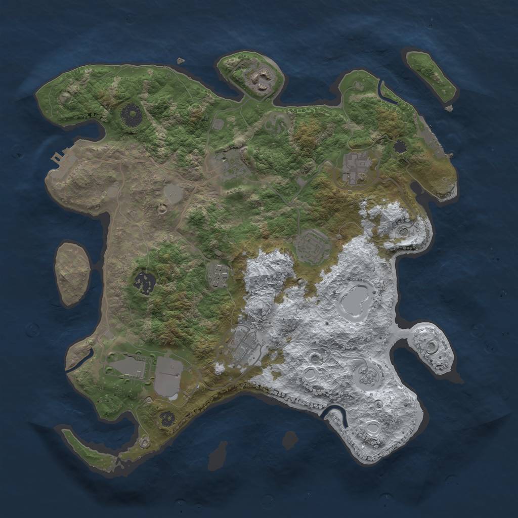 Rust Map: Procedural Map, Size: 3500, Seed: 2356961, 17 Monuments