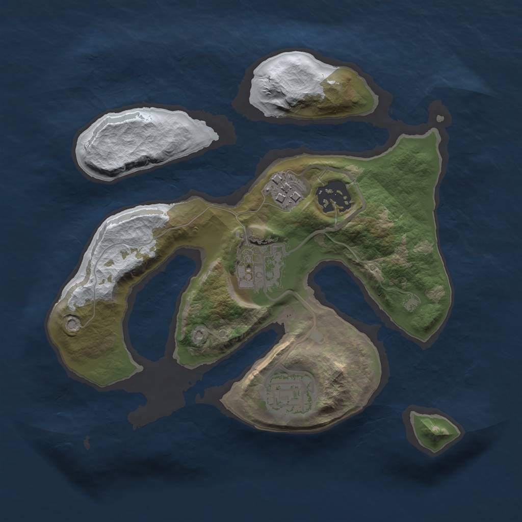 Rust Map: Barren, Size: 2300, Seed: 55555, 6 Monuments