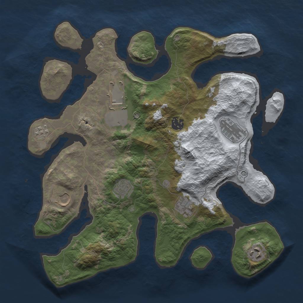 Rust Map: Barren, Size: 3500, Seed: 3230711, 11 Monuments