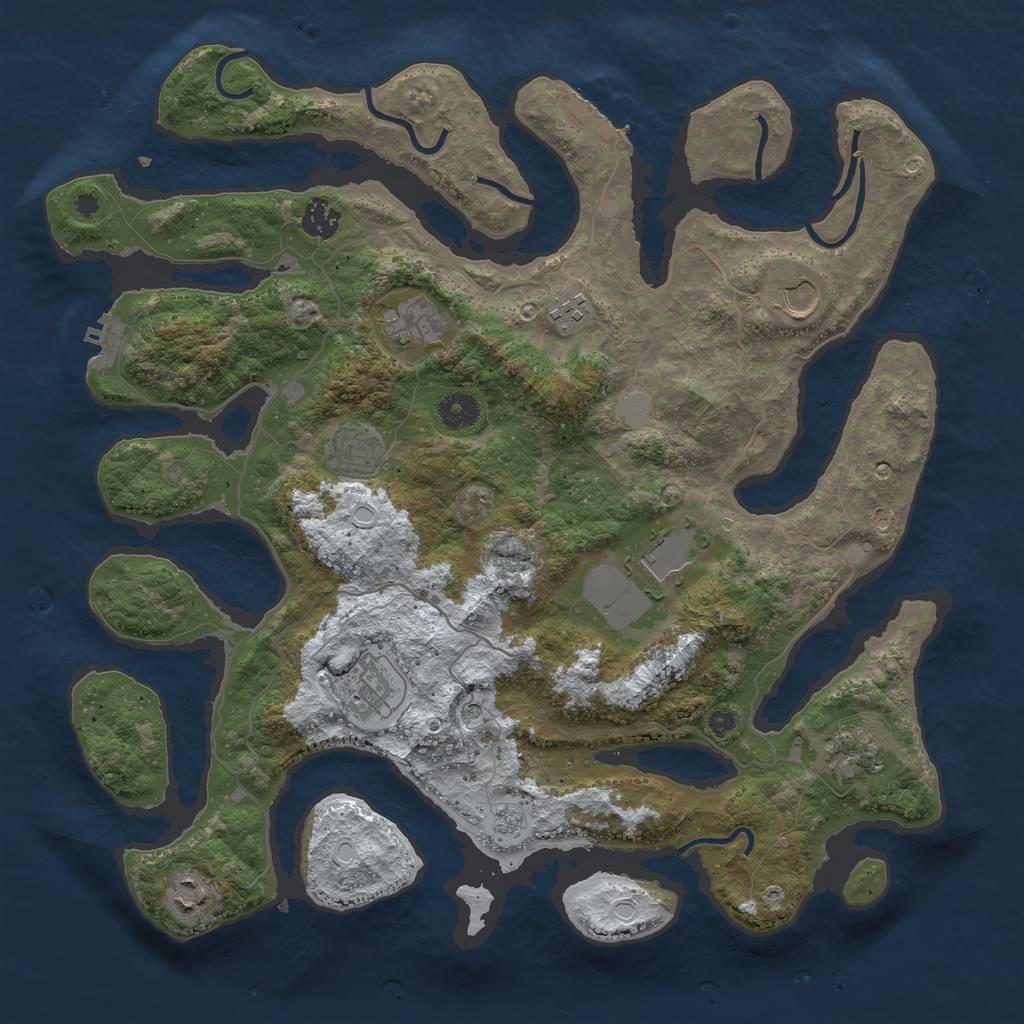 Rust Map: Procedural Map, Size: 4000, Seed: 2383762, 18 Monuments