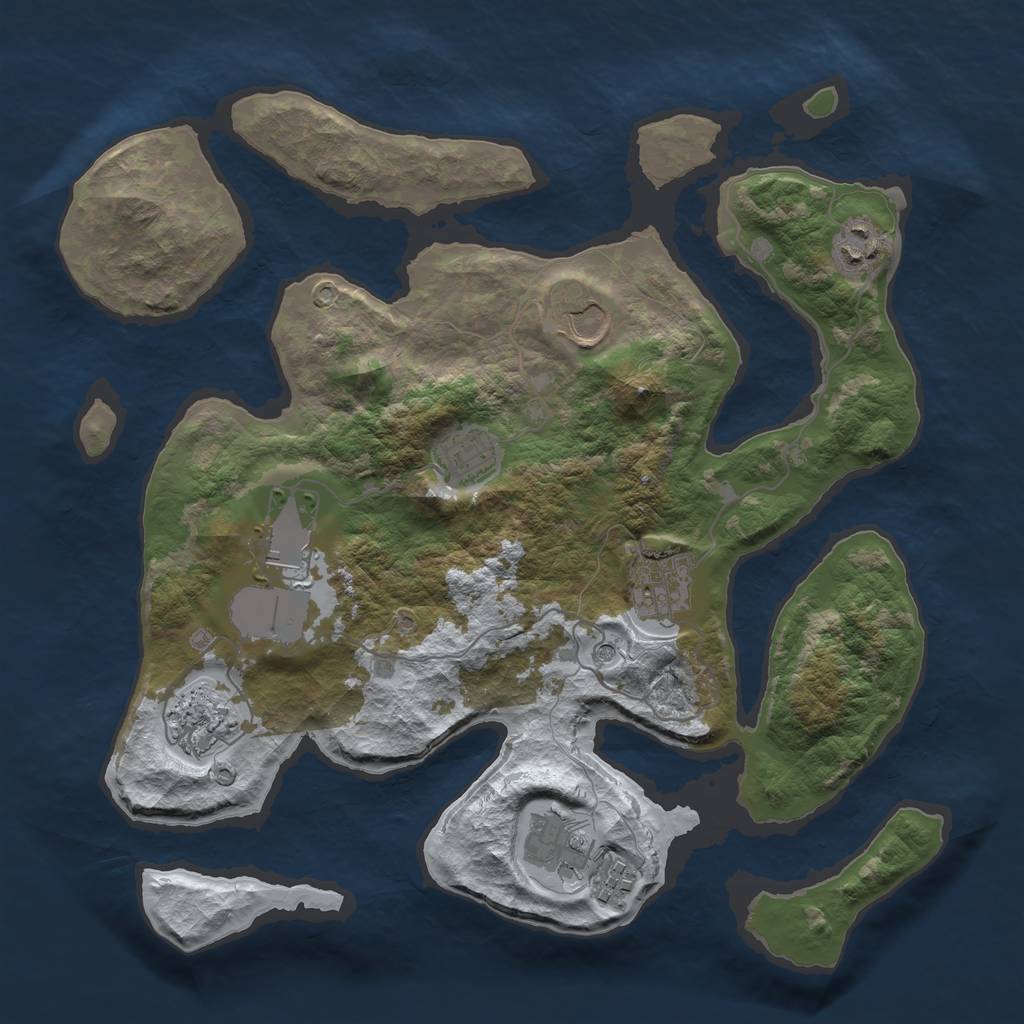 Rust Map: Barren, Size: 3500, Seed: 4319838, 11 Monuments