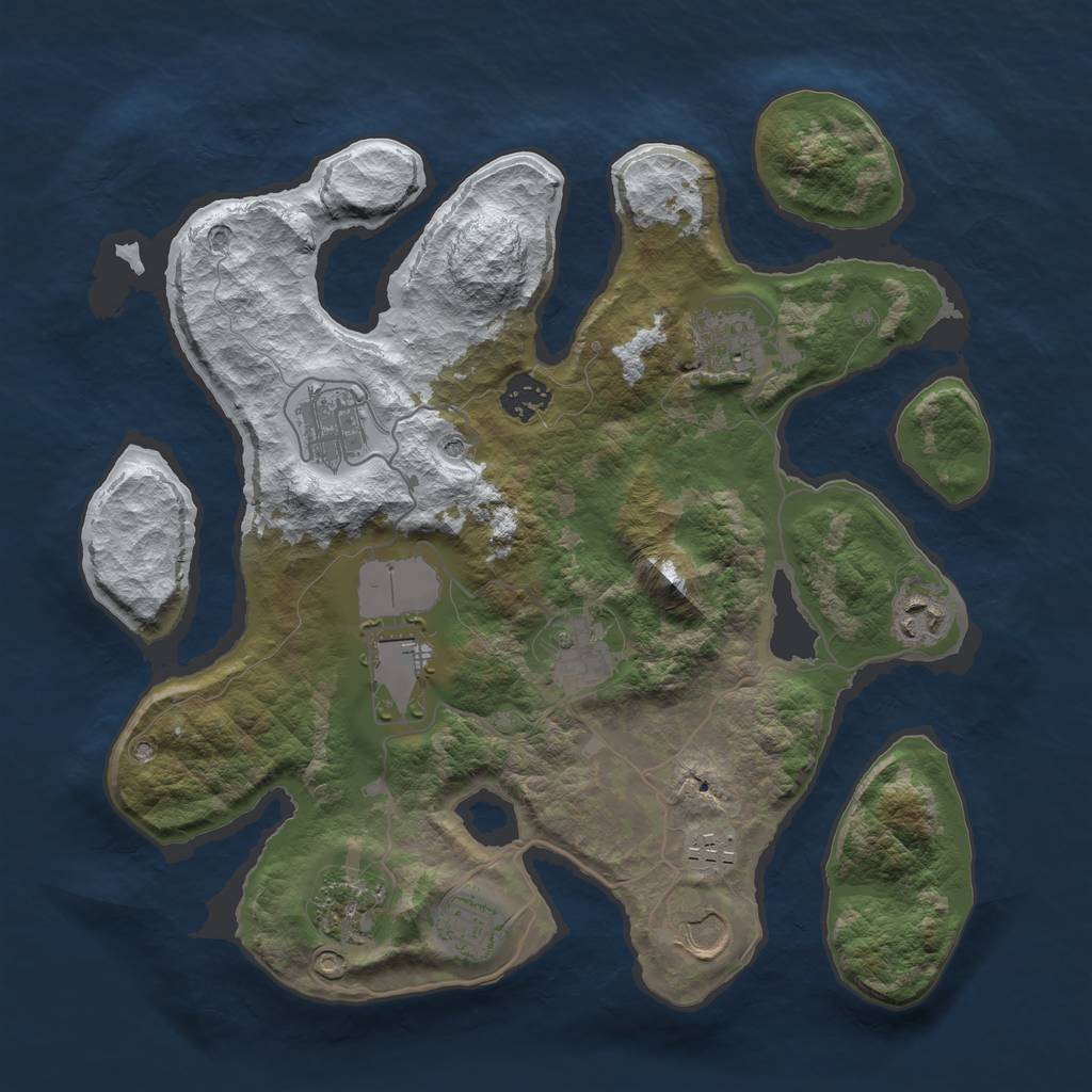 Rust Map: Barren, Size: 3500, Seed: 2249632, 13 Monuments