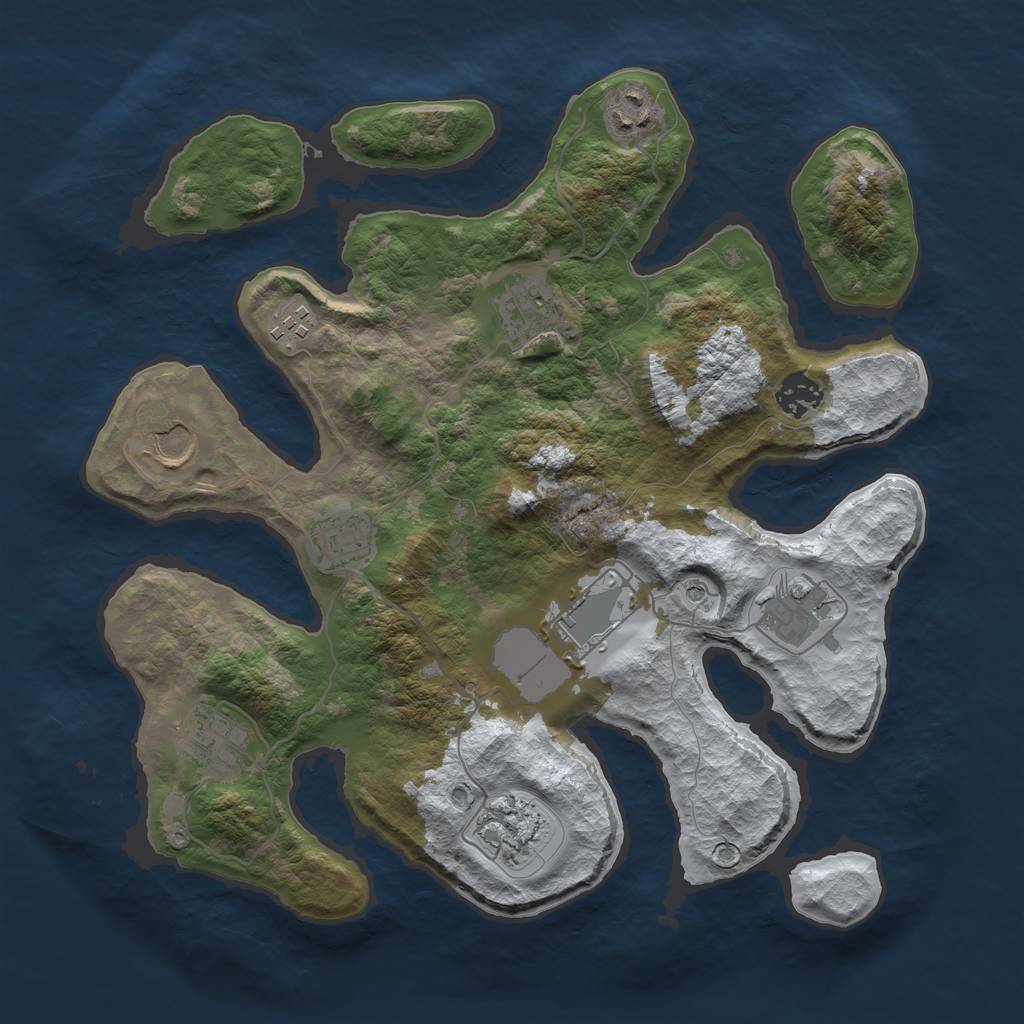 Rust Map: Barren, Size: 3500, Seed: 3070089, 13 Monuments