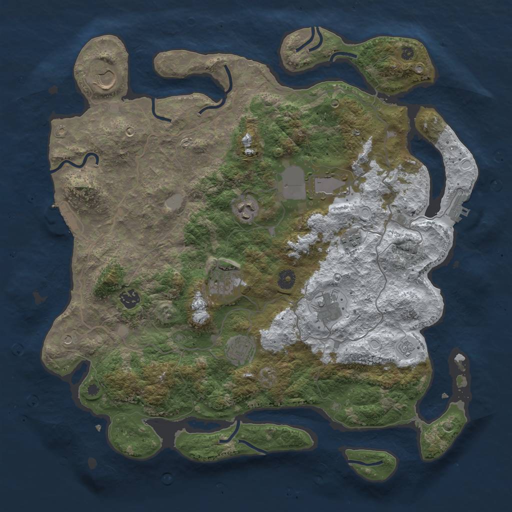 Rust Map: Procedural Map, Size: 4000, Seed: 4580439, 17 Monuments