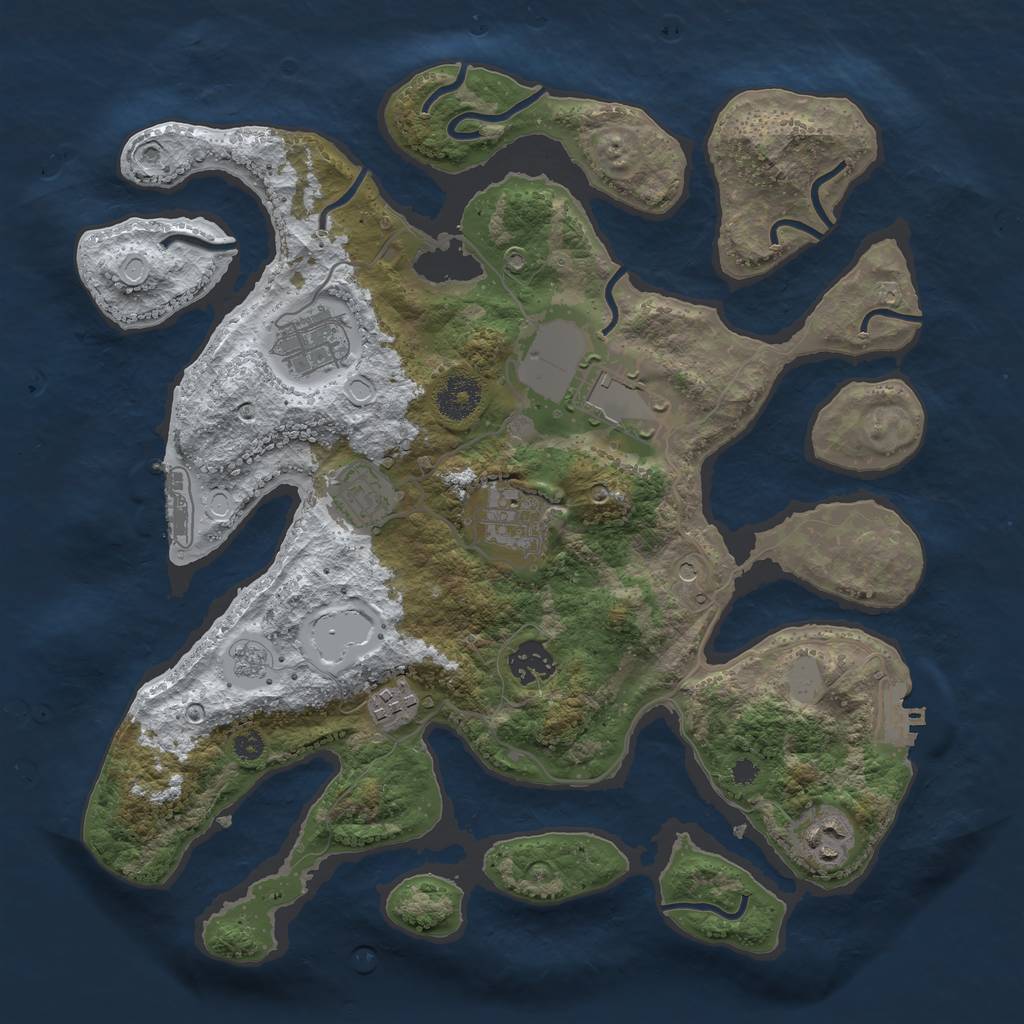 Rust Map: Procedural Map, Size: 3500, Seed: 300191, 16 Monuments