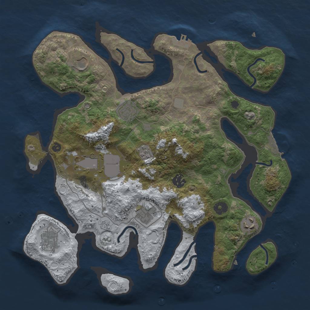 Rust Map: Procedural Map, Size: 3500, Seed: 4228005, 16 Monuments