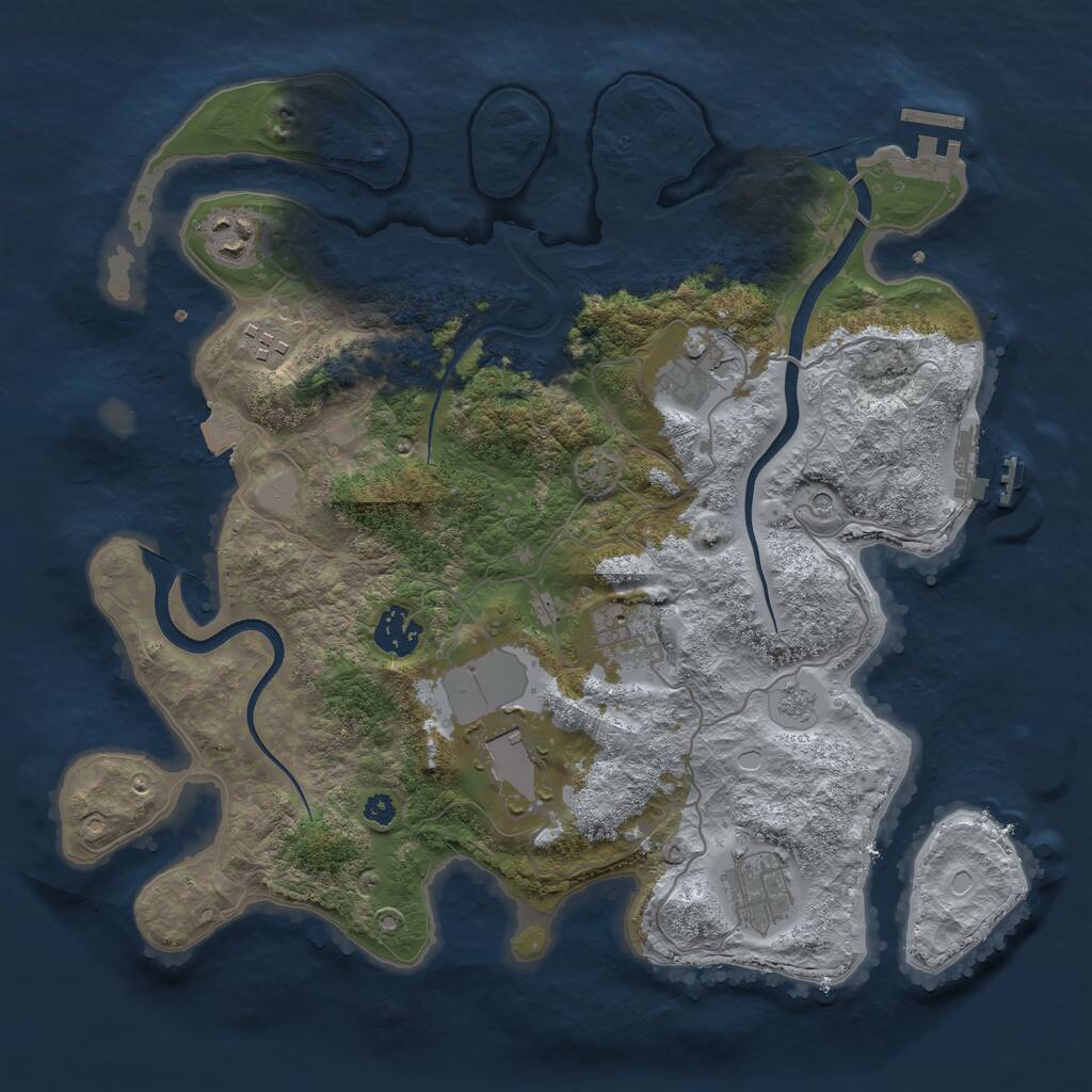 Rust Map: Procedural Map, Size: 3500, Seed: 285162, 13 Monuments