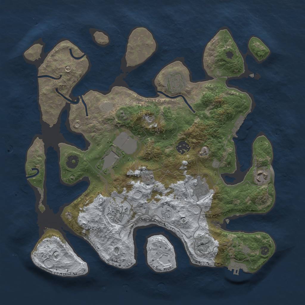 Rust Map: Procedural Map, Size: 3500, Seed: 851484, 16 Monuments