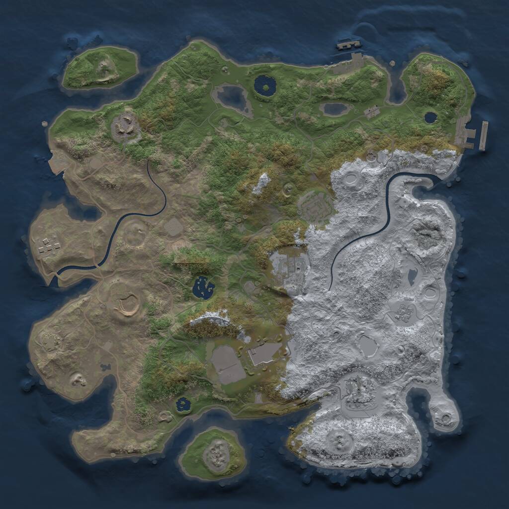 Rust Map: Procedural Map, Size: 3500, Seed: 2565833, 14 Monuments