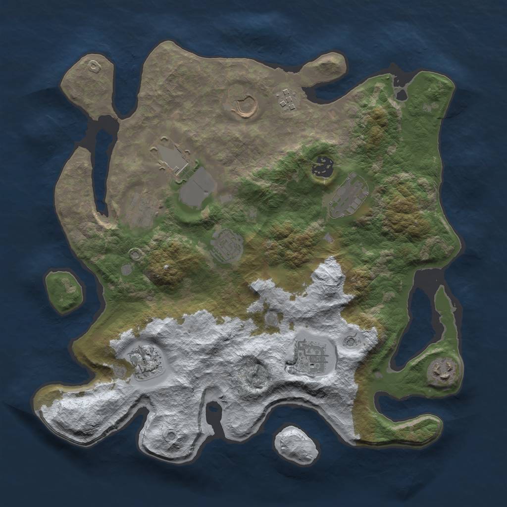Rust Map: Barren, Size: 3500, Seed: 5796830, 13 Monuments
