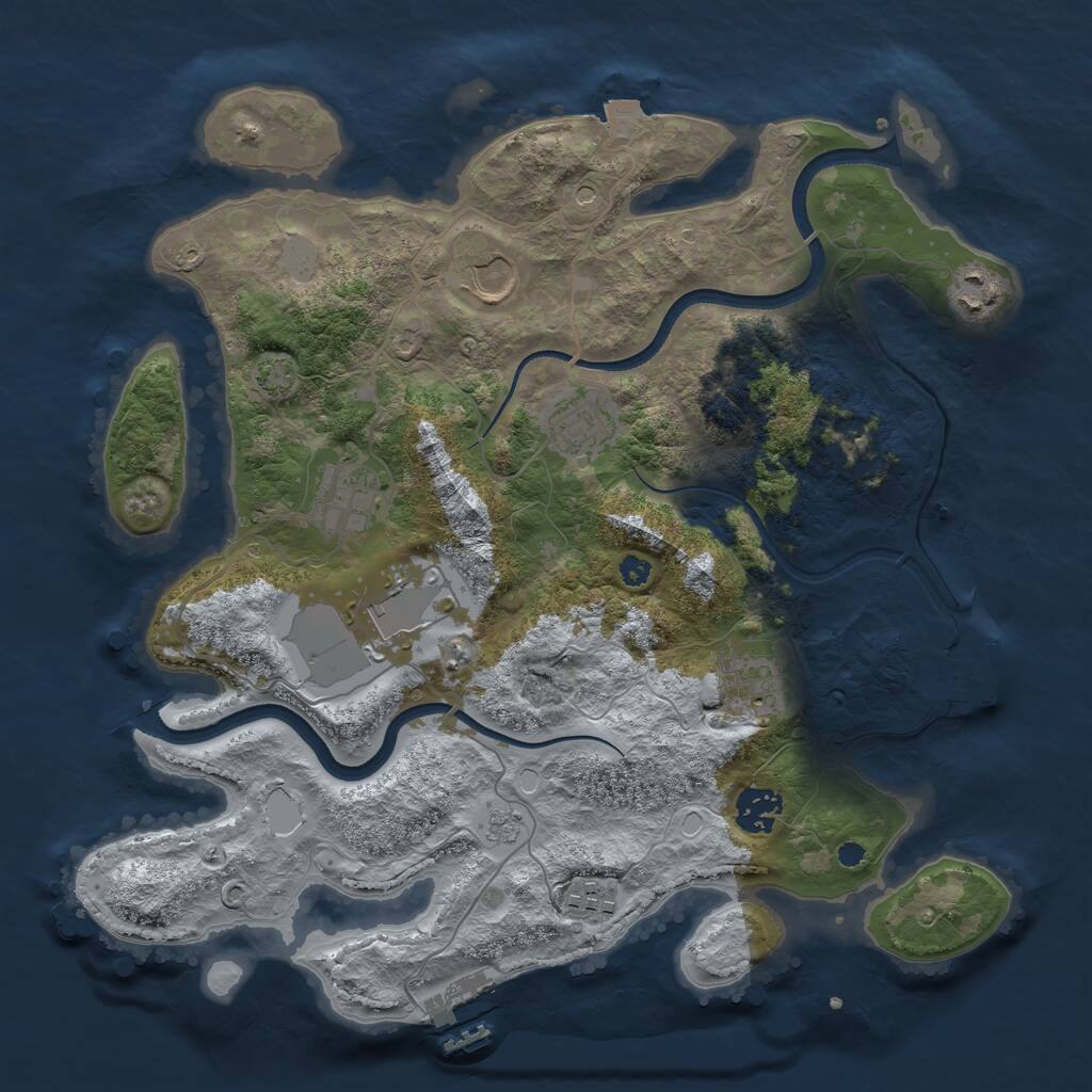 Rust Map: Procedural Map, Size: 3500, Seed: 219146, 14 Monuments