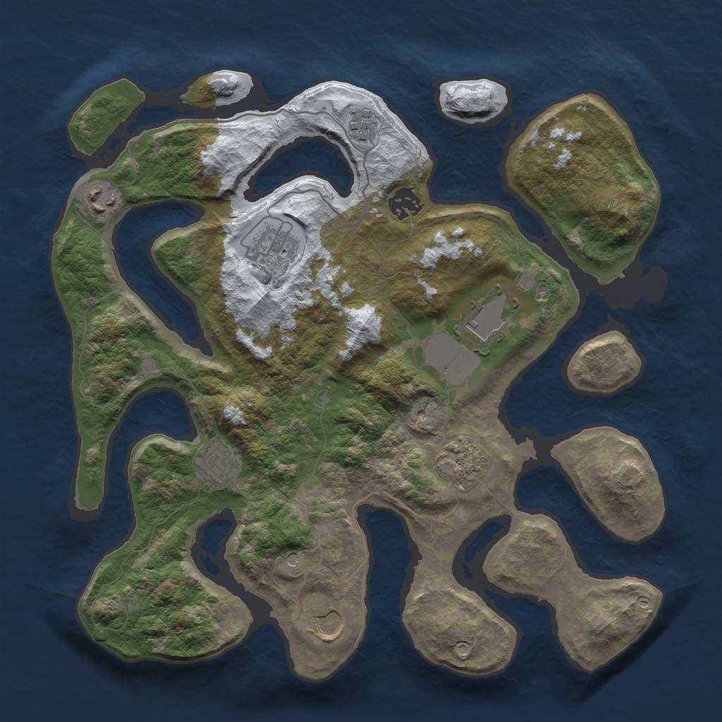 Rust Map: Barren, Size: 3500, Seed: 4579738, 11 Monuments