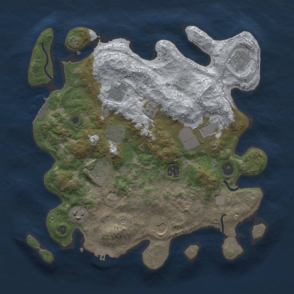 Rust Map: Procedural Map, Size: 3500, Seed: 6337172, 18 Monuments