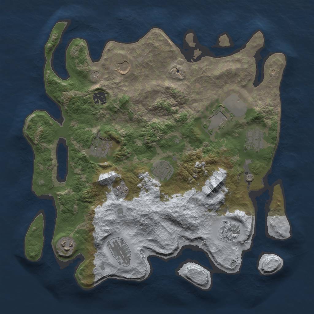 Rust Map: Barren, Size: 3500, Seed: 2698945, 13 Monuments