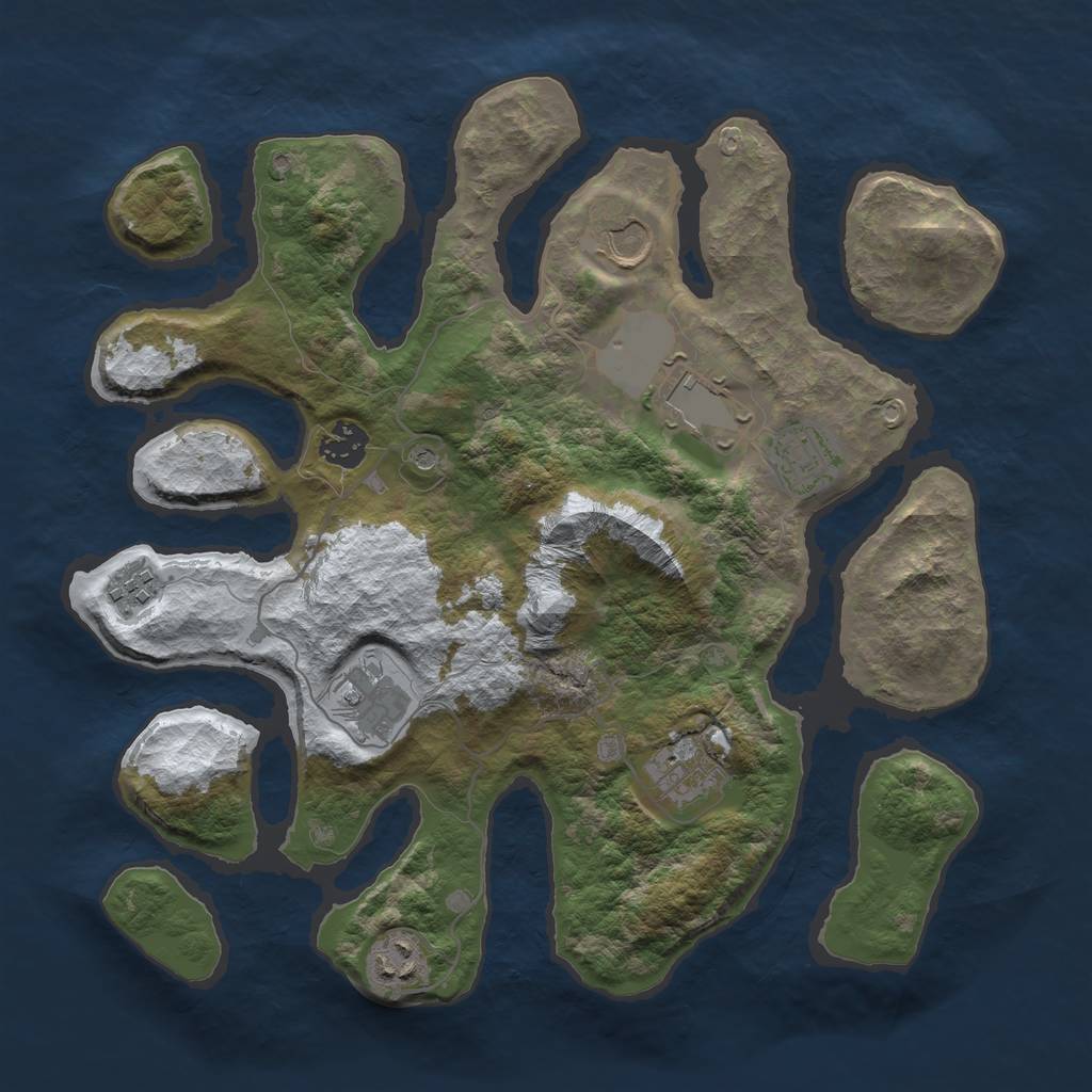 Rust Map: Barren, Size: 3500, Seed: 1761692, 11 Monuments